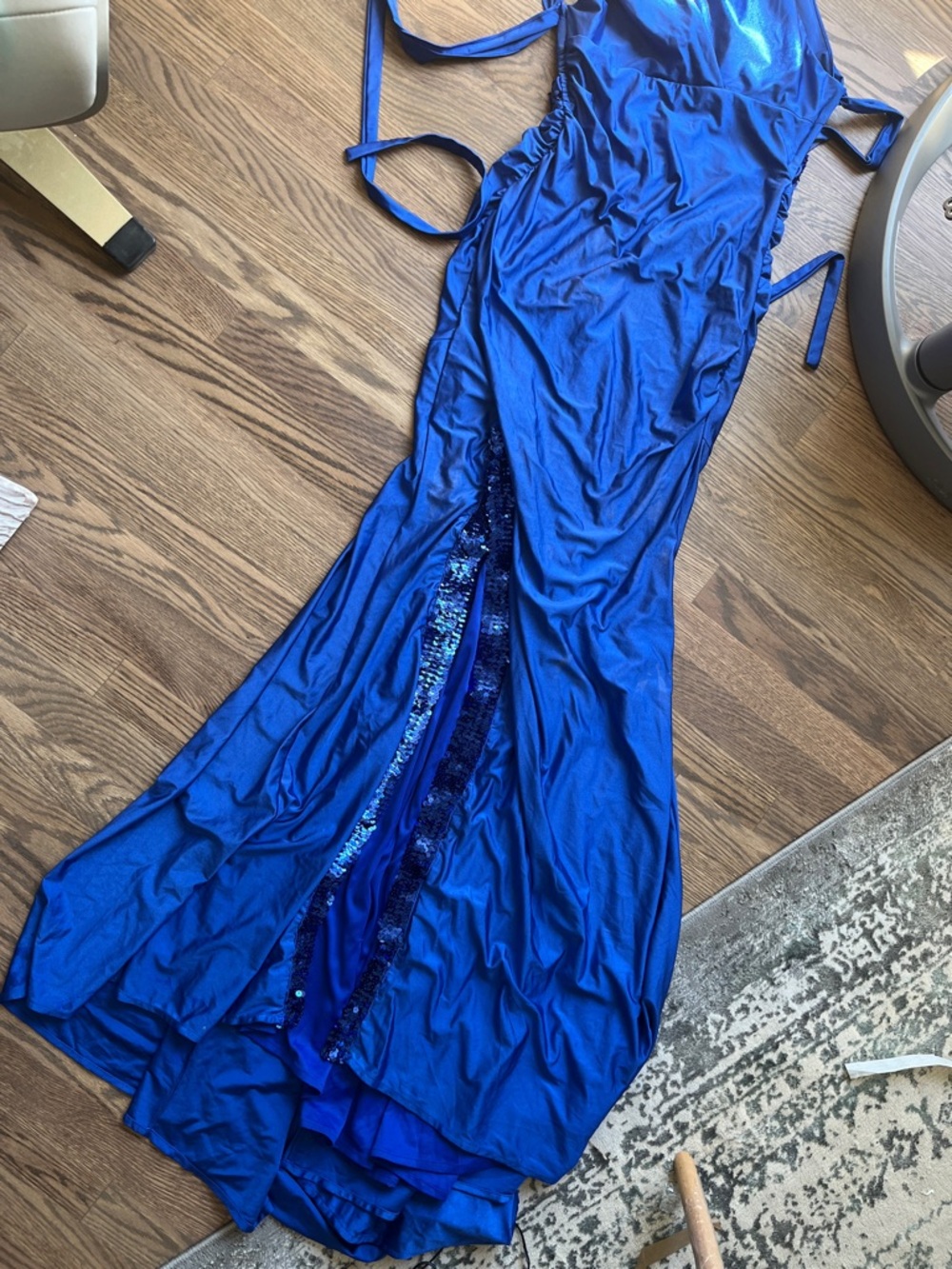 La Femme Royal Blue Sequin Evening Dress
